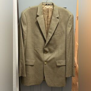 Ralph Lauren Silk/Wool Men’s 46R Brown Tan Houndstooth Blazer Sport Coat Jacket